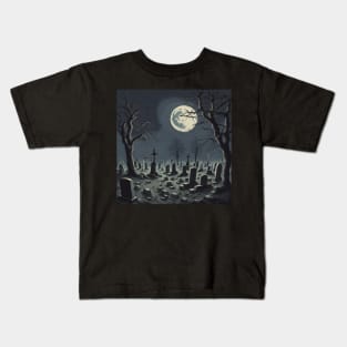 Graveyard At Night Kids T-Shirt